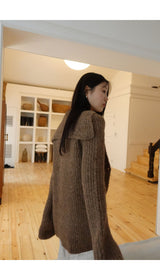 Earl grey alpaca cardigan (muffler set)