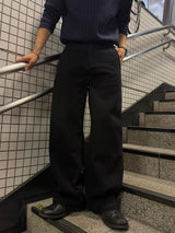 Back pocket dyed barrel denim pants