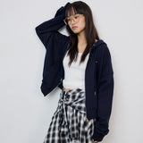 2wayロゴフーディージップアップ_ネイビー