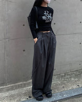 Stripe strap slacks