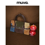 muva. Color‑Block Mini Square Handbag, Genuine‑Leather Niche‑Fashion Cross‑body Purse for Daily Outing, New Arrival Nov 7