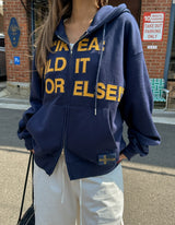 Flag print hoodie zip-up