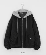 [unisex] Youinb Two-Way Shirring Hood Flight Jumper