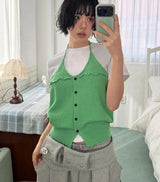 BUTTON HALTER KNIT TOP
