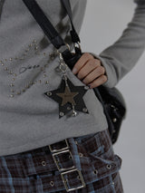 DOUBLE STAR KEYRING / BLACK
