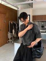  Wegner Nylon Pigment Overfit Short Sleeve Shirt