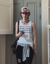 Hua Half Lettering Semi Overfit Sleeveless 