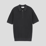 LMN レイニーシルケットハッチセミジップアップ半袖ニット (8 colors)