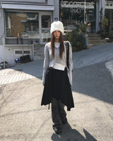 Shirring hood cardigan