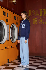 Cパッチジッパーフードジップアップ／ネイビー [Unisex]