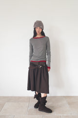 FLARE RIB SKIRT (CAHRCOAL)