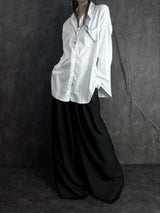 double-pleated long wide slacks