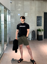オーブリー アンスタイント レタリング マッスルフィット ショートスリーブ