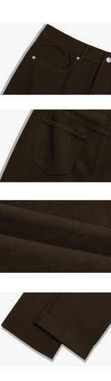 ベーシック ウォッシング ワイド コットン パンツ(brown)