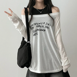 Alling lettering shoulder long sleeve tee