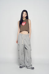 25SS UGLY HEART CROP SLEEVELESS ASH COCOA