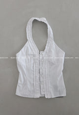 frill halterneck striped shirt blouse