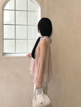 ラヴィアンバルワンショルダーリボンシフォンブラウス