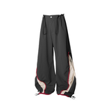 RELABEL Time Element (Overlay & Spread) Eight Cord Splicing Semi-Sheer Colour-Crossing Double Layer Leg Opening Nylon Punch Pants