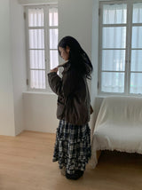 Felch Check Wool Quilted Bomber Padding Jumper