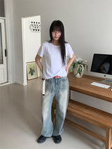 SAND WASHED WIDE JEANS (2C)
