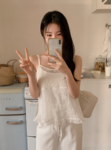 [SHOPPERMADE] Flower See-through 2WAY Sleeveless Blouse