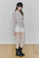 JENNIE BUTTONED TOP (SS ver.) grey beige