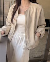Sando no collar leather jumper