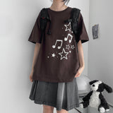 Musical note boxy fit short-sleeved T-shirt (5 colors) H&L