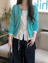 #Pistachio Square Lace String Cotton100 Blouse