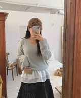 ソフトアンゴラVネックニット