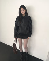 High neck leather jacket