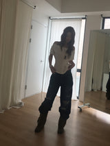 Dirty washed destroyed denim pants