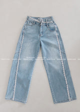 Lace to Buckle Light Blue Wide Pants