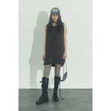 RIBBON MINI DRESS: CHARCOAL