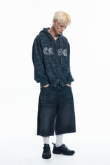 Rhinestone Camo Hoodie - CHARCOAL