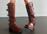 フェイクレザーフェミニンサイドバックル5CMヒール - 2 COLOR