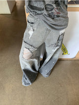 グレー スタイリング ヘビーデューティ ワイド デニムパンツ