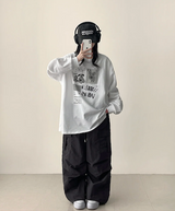 リードニーピンタックヘムストリングワイドパンツ