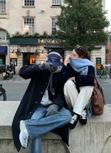 メインベーシックウォッシュドBBストレートフィットデニムパンツ