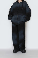 Spray washed hood zip-up