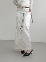 Rose Jacquard Satin Long Skirt