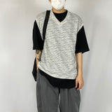 Boucle v neck layered vest