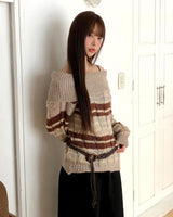Nia Stripe OffShoulder Oversized Long-Sleeve Knit