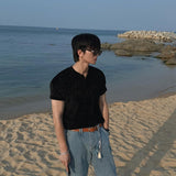 ASCLO 2nd ベロアヘンリーネックマッスル半袖Tシャツ (2color)