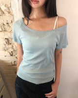 Beibin One-Shoulder Short-Sleeve T-Shirt