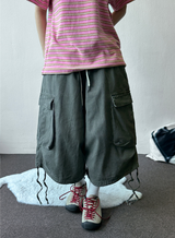 Down Loaf Two-Style Pigment Balloon Cargo Bermuda Shorts 3color