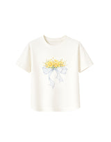 Canola Bloom Check Ribbon T-shirt Ivory