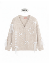 (NEW COLOR) Dearlin Lace Oversized V-Neck Knit Cardigan