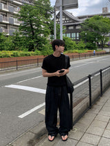 Mir リネンバックバンドワイドデニムパンツ